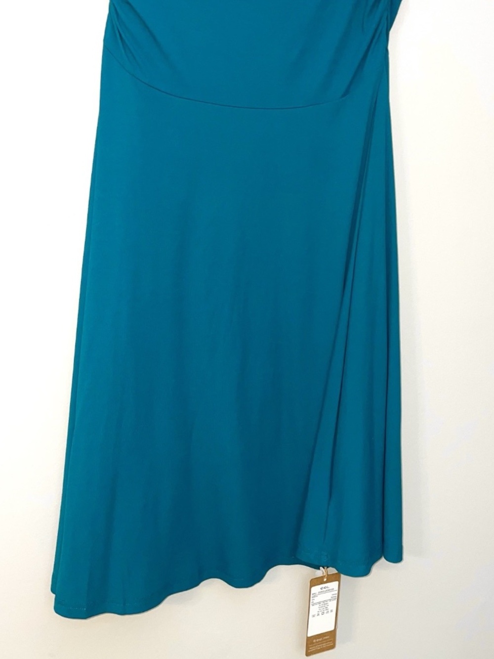 OGL Skirt M NEW Flowy Side Ruched A-line Midi Skirt Eco SkinKiss Marine Blue - Picture 2 of 10